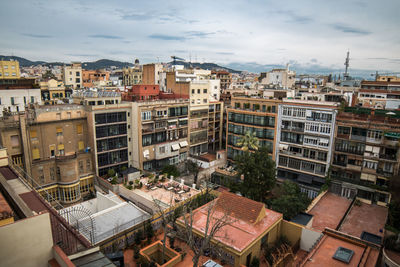 High angle view of townscape against sky