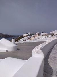 High angle view of sea against clear sky