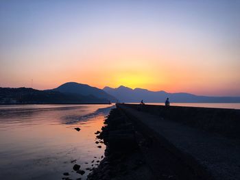 Scenic view of mountains at sunset