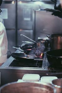 Food cooking in commercial kitchen