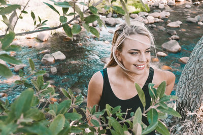 Portrait of young woman smiling