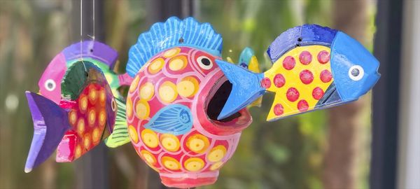 Close-up of multi colored toys