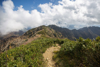 Scenic view of mountains against sky