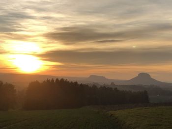 Scenic view of landscape against sky during sunset