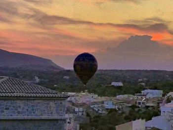 View of town at sunset