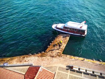 High angle view of swimming pool in sea