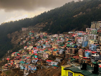 High angle view of houses on a mountain 