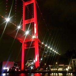 Illuminated golden gate bridge against sky at night