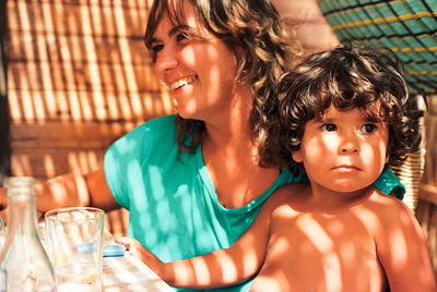 Portrait of happy mother and daughter