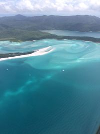 Aerial view of lake against sky