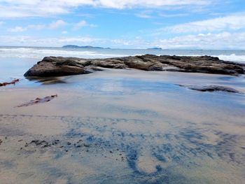 Scenic view of beach against sky