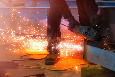 Low section of man working on stage