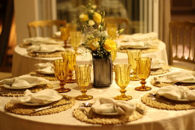 Candles on table at home