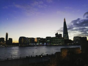 View of city at sunset