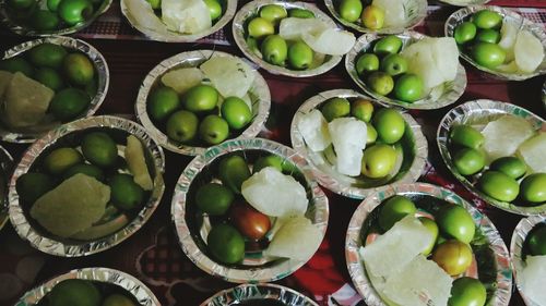 High angle view of fruits