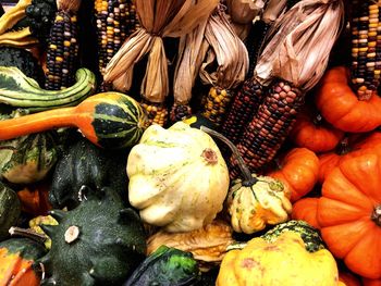 Full frame shot of pumpkins for sale at market stall