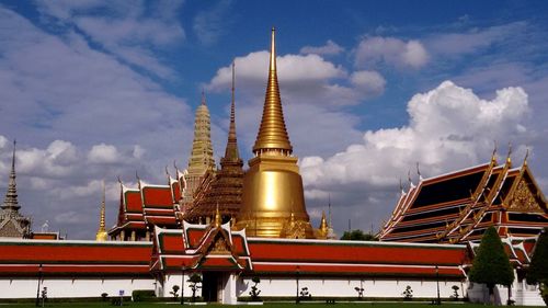 Temple against cloudy sky