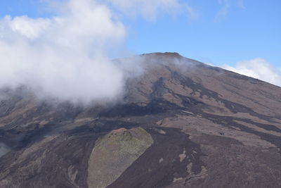 Scenic view of volcanic mountain against sky