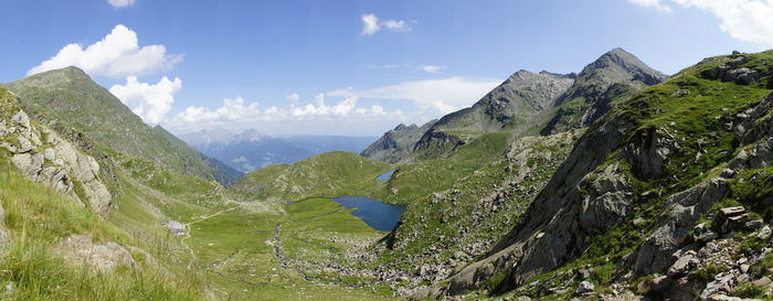 Panoramic view of landscape and mountains against sky