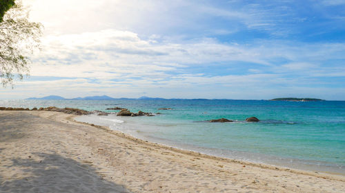 Scenic view of beach against sky