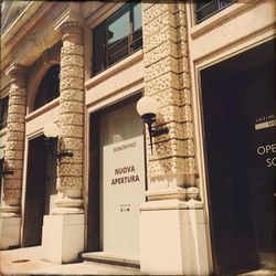 Low angle view of sign on building