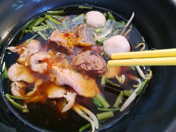 High angle view of food in bowl