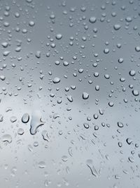 Full frame shot of water drops on glass