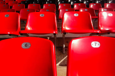 Close-up of red seats