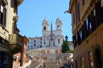 Piazza di spagna with spanish steps, trinità dei monti church is one of the most famous in rome.