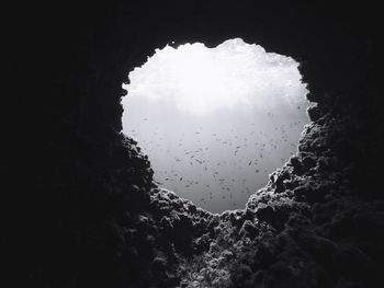 Cave underwater with sunlight going through. 