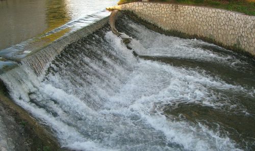 High angle view of flowing river