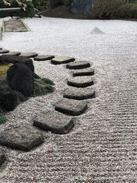 High angle view of stones in garden