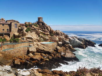 Scenic view of sea against clear sky