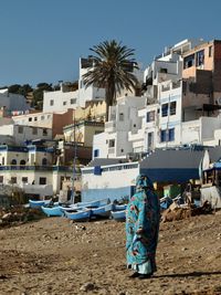 Panoramic view of beach against clear sky