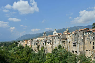 Panorama of sant'agata de' goti, a medieval village in campania region, italy.