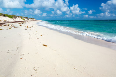 Scenic view of beach against sky