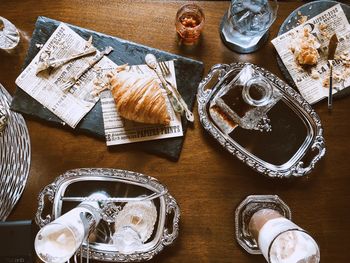 High angle view of food on table