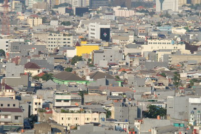 High angle view of buildings in town