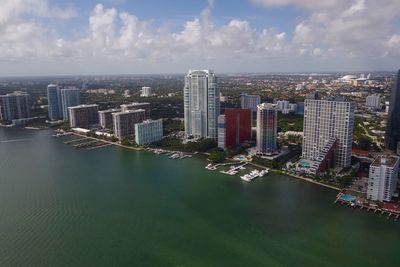 City skyline with river in background
