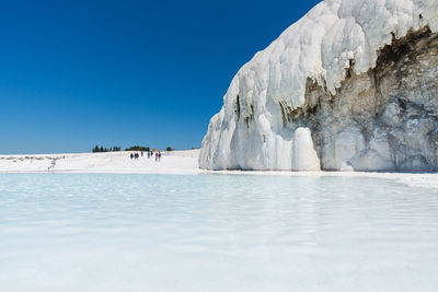 Scenic view of frozen sea against clear sky