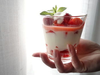 Close-up of hand holding drink