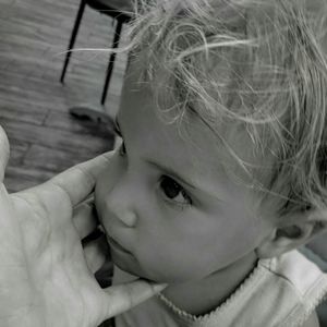 Close-up portrait of cute baby boy