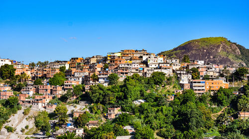 Photograph of low-income peripheral community popularly known as favela in rio de janeiro, brazil