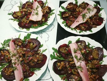 Close-up of food served in plate