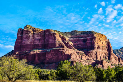 View of cliff against cloudy sky