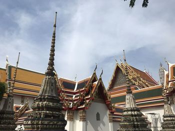 Low angle view of temple building against sky