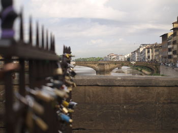 Close-up of bridge over river in city