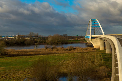 Bridge over river against sky