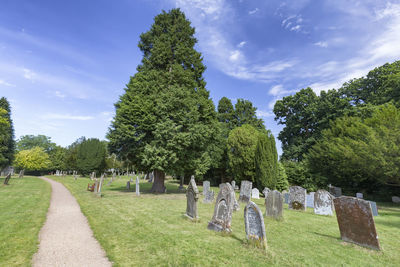 Panoramic view of cemetery against sky