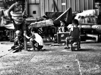 Children playing in city